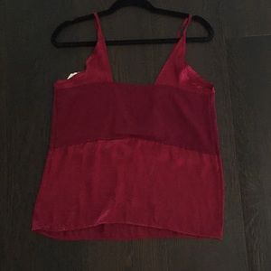 satin sheer tank top wine color